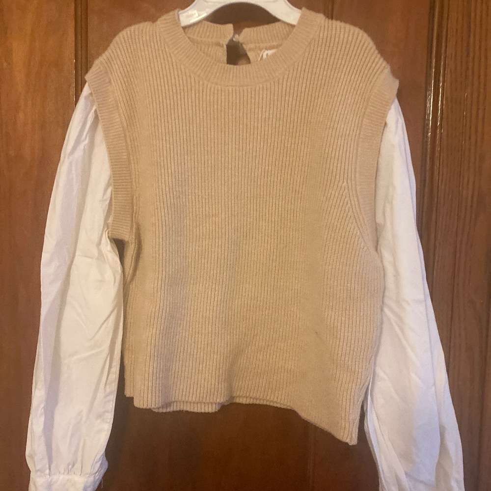 Mango Womens mixed media top